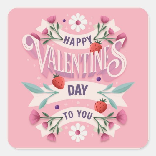 Fijne Valentijnsdag voor jou Vierkante Sticker (Voorkant)