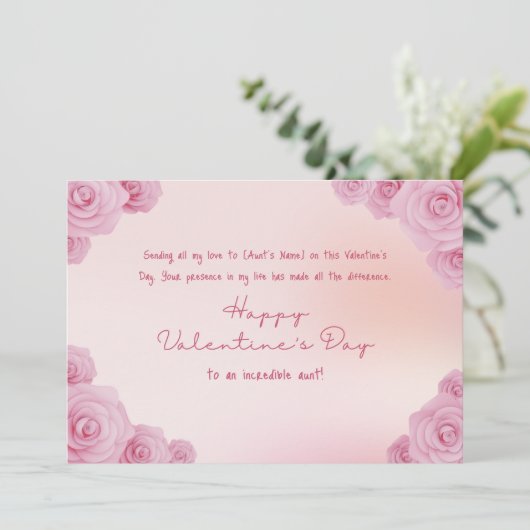 Fijne Valentijnsdag voor mijn tante Feestdagenkaart (Staand voorkant)