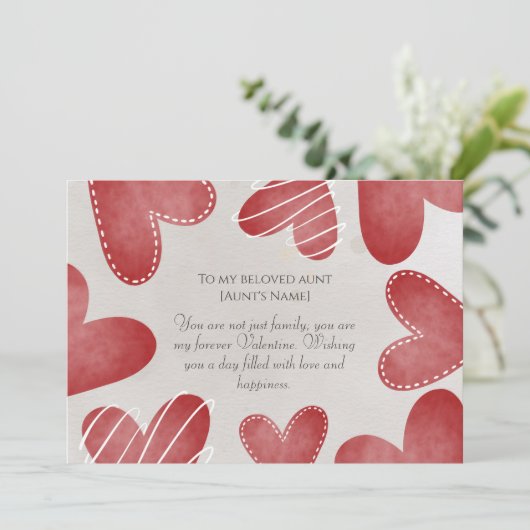 Fijne Valentijnsdag voor mijn tante Feestdagenkaart (Staand voorkant)