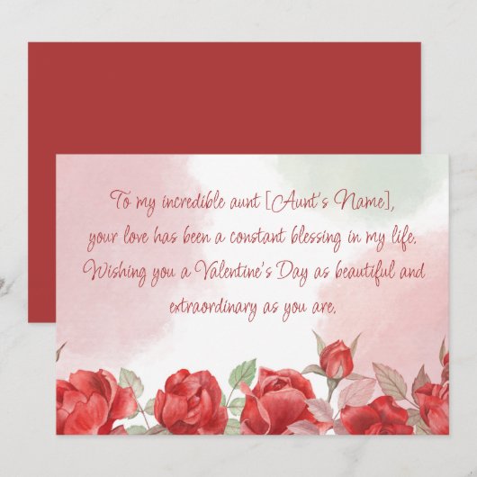 Fijne Valentijnsdag voor mijn tante Feestdagenkaart (Voorkant / Achterkant)