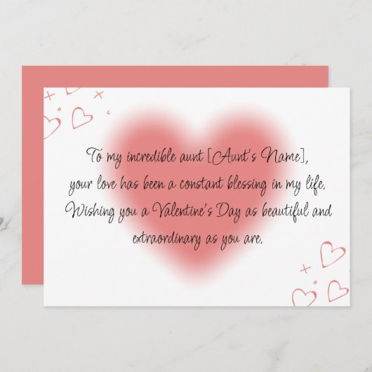 Fijne Valentijnsdag voor mijn tante Feestdagenkaart (Voorkant / Achterkant)