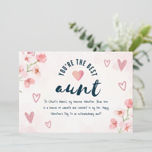 Fijne Valentijnsdag voor mijn tante Feestdagenkaart (Staand voorkant)