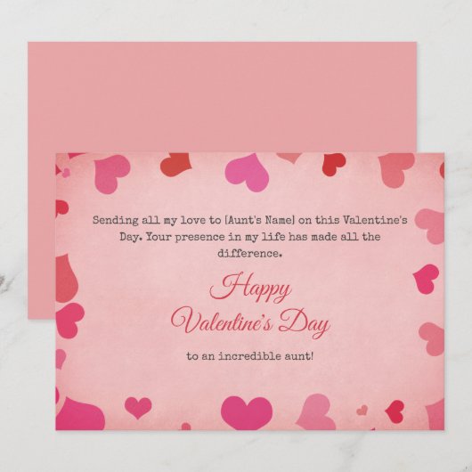 Fijne Valentijnsdag voor mijn tante Feestdagenkaart (Voorkant / Achterkant)