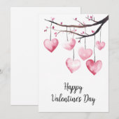 Fijne Valentijnsdag Watercolor Valentijnsdag Feestdagenkaart (Voorkant / Achterkant)