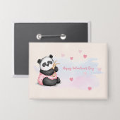 Fijne Valentijnsdag Waterverf Hart Panda Konijn Button (Voorkant / Achterkant)