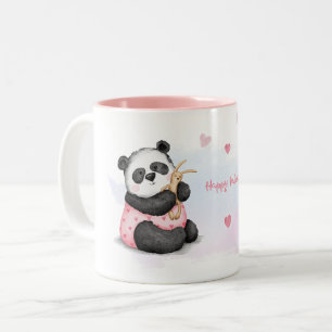 Fijne Valentijnsdag Waterverf Hart Panda Konijn Tweekleurige Koffiemok