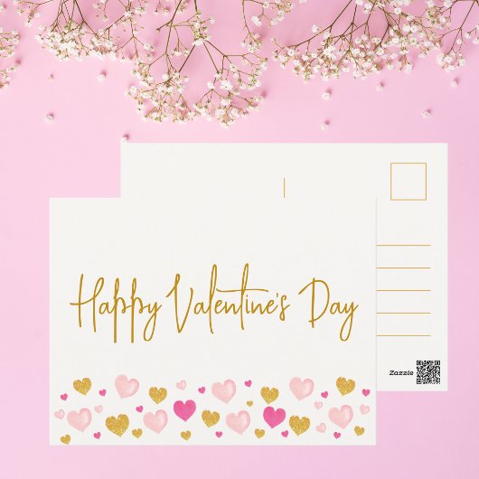 Fijne Valentijnsdag|Waterverf Hearts Briefkaart