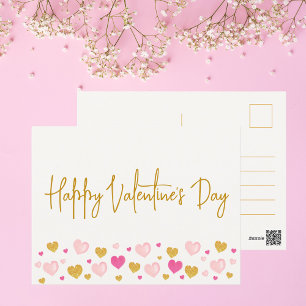 Fijne Valentijnsdag Waterverf Hearts Briefkaart
