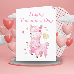 Fijne Valentijnsdag Waterverf Llama Feestdagen Kaart