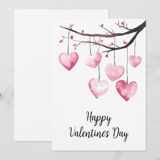 Fijne Valentijnsdag Waterverf Valentijnsdag Feestdagenkaart (Voorkant / Achterkant)