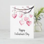 Fijne Valentijnsdag Waterverf Valentijnsdag Feestdagenkaart (Staand voorkant)