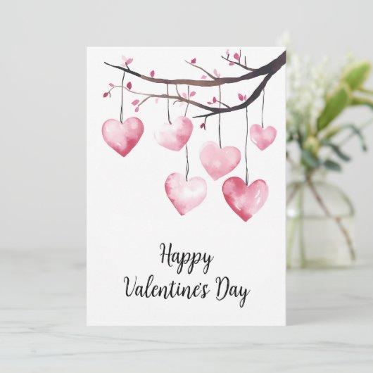 Fijne Valentijnsdag Waterverf Valentijnsdag Feestdagenkaart (Staand voorkant)