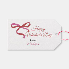 Fijne Valentijnsdag Witte Eenvoudige Lint Liefde Cadeaulabel