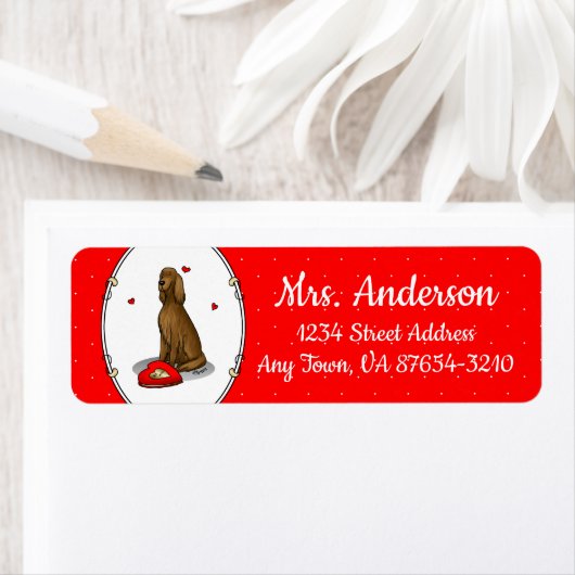 Fijne Valentijnsdag word Mine Irish Setter (rood 1 Etiket (Insitu)