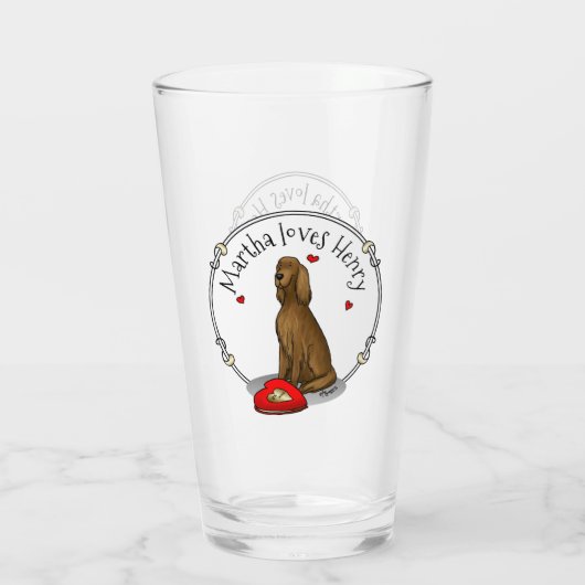 Fijne Valentijnsdag word Mine Irish Setter (rood 1 Glas (Achterkant)