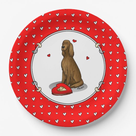 Fijne Valentijnsdag word Mine Irish Setter (rood 1 Papieren Bordje (Voorkant)