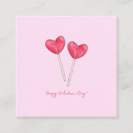 Fijne valentijnsdag Zoete snoep hart lolly Vierkante Visitekaartje