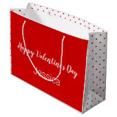 Fijne Valentijnsdag Zwart en Rood met Stippen Groot Cadeauzakje (Achterkant Gekanteld)