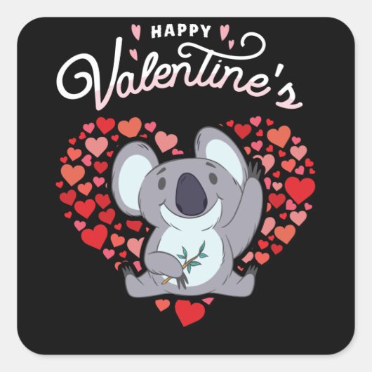 Fijne Valentijnse . Dag Koala Koalabar Liefde Hart Vierkante Sticker (Voorkant)