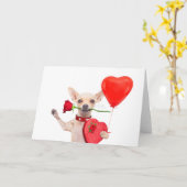 Fijne Valentijnskaart Cute Chihuahua Met Roos Kaart (Gele Bloem)