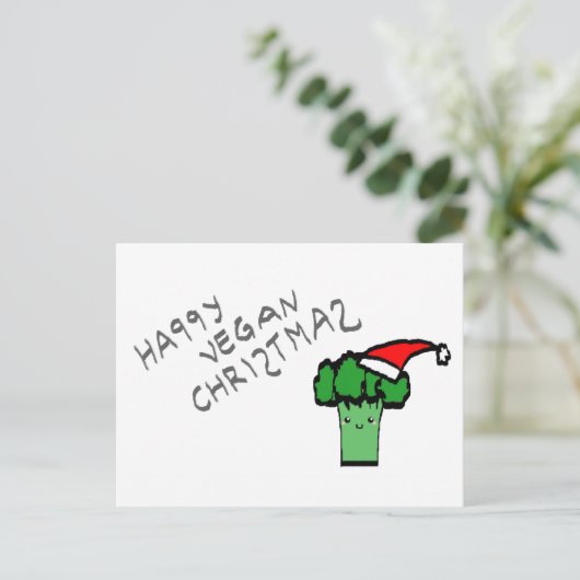 Fijne vegan kerst feestdagenkaart (Staand voorkant)
