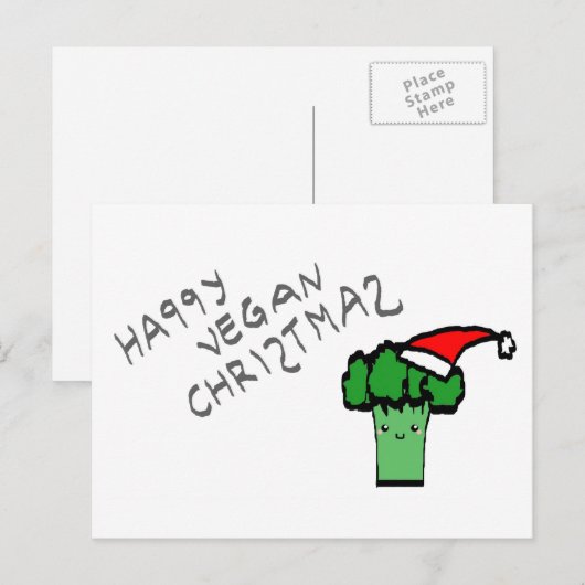 Fijne vegan kerst feestdagenkaart (Voorkant / Achterkant)