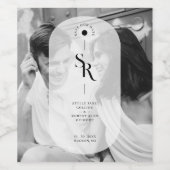 Fijne Vellum Transparantie Elegant Zwart & Wit Wijn Etiket (Enkel label)