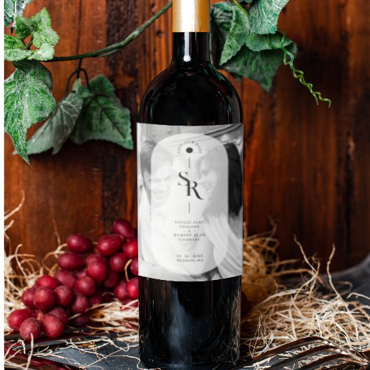 Fijne Vellum Transparantie Elegant Zwart & Wit Wijn Etiket