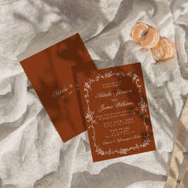 Fijne Verbrande Oranje Bloemrijke Boho Terracotta  Kaart