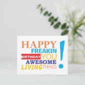 Fijne verdomde verjaardag je geweldige levende din briefkaart (Staand voorkant)