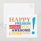 Fijne verdomde verjaardag je geweldige levende din briefkaart (Voorkant / Achterkant)