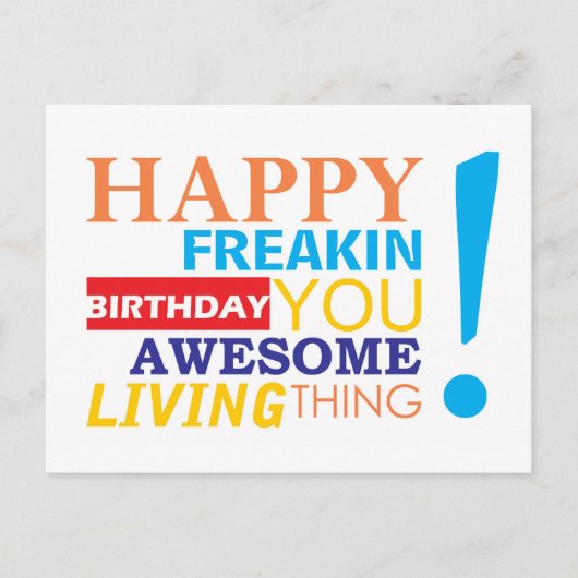 Fijne verdomde verjaardag je geweldige levende din briefkaart (Voorkant)