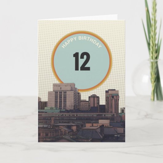 Fijne verjaardag 12 jaar oud kaart (Voorkant)