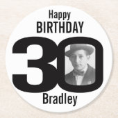 Fijne verjaardag 30 naam en fotopapier onderzetter (Voorkant)