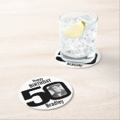 Fijne verjaardag 50 naam en fotopapier onderzetter (Insitu)