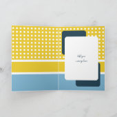 Fijne verjaardag 80 vandaag blauwe gele pokstippen kaart (Binnen)