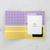 Fijne verjaardag 80 vandaag paarse gele pokstippen kaart (Binnen)