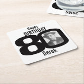 Fijne verjaardag 80ste naam en onderzetters op fot (Schuin)