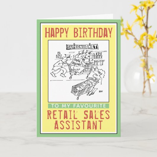 Fijne verjaardag aan een detailhandelsverkoopassis kaart (Gele Bloem)