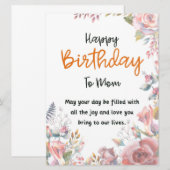 Fijne verjaardag aan mama Bericht Kaart (Voorkant / Achterkant)