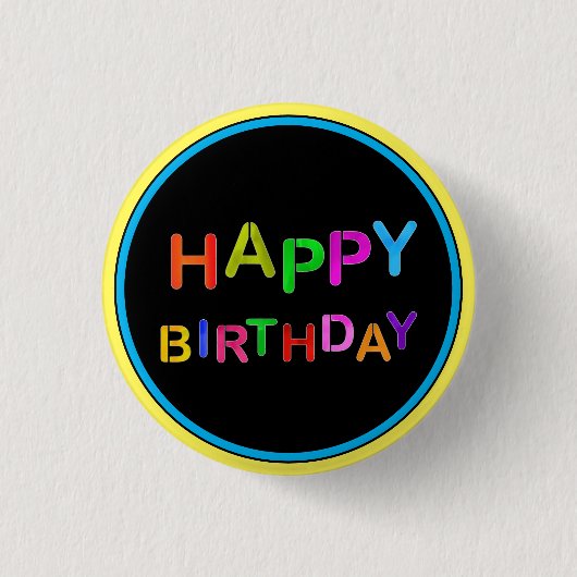 Fijne verjaardag afspelen ronde button 3,2 cm (Voorkant)