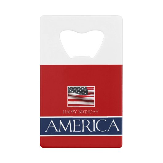 Fijne verjaardag Amerika! Creditkaart Flessenopener (Voorkant)