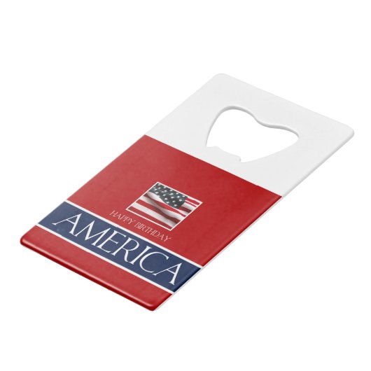 Fijne verjaardag Amerika! Creditkaart Flessenopener (Achterkant Gekanteld)