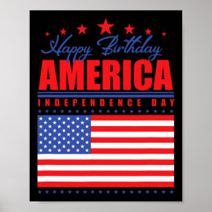 Fijne verjaardag Amerika Onafhankelijkheidsdag 4 j Poster