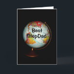 Fijne verjaardag beste stap vader op aarde! kaart<br><div class="desc">Een kleurrijk antiek wereldbol,  gefotografeerd tegen een zwarte achtergrond,  is het onderwerp van mijn "Happy Birthday To The Best Step Dad On Earth!" Verjaardag Kaart. "Best Step Dad",  in zwarte letters op het gezicht van het wereldbol,  maakt de kaart compleet.</div>