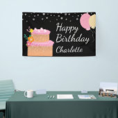 Fijne verjaardag Birthday Cake and Balloons Spandoek (Beurs)