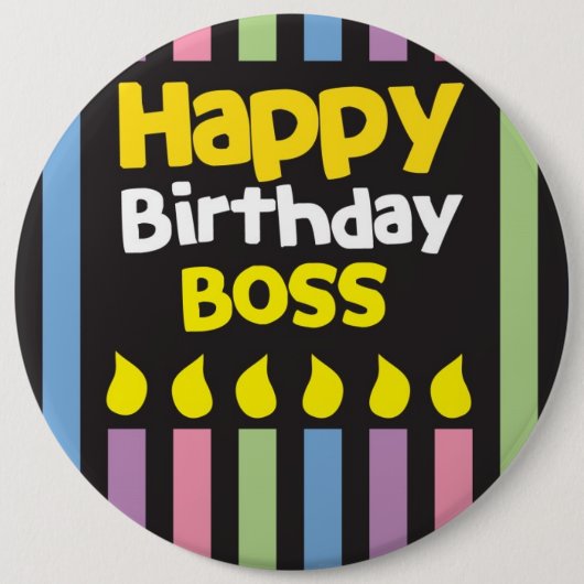 Fijne verjaardag BOSS! Ronde Button 6,0 Cm (Voorkant)