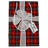 Fijne verjaardag Bow op Tartan Pset Medium Cadeauzakje (Voorkant)
