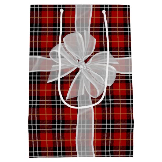 Fijne verjaardag Bow op Tartan Pset Medium Cadeauzakje (Achterkant)
