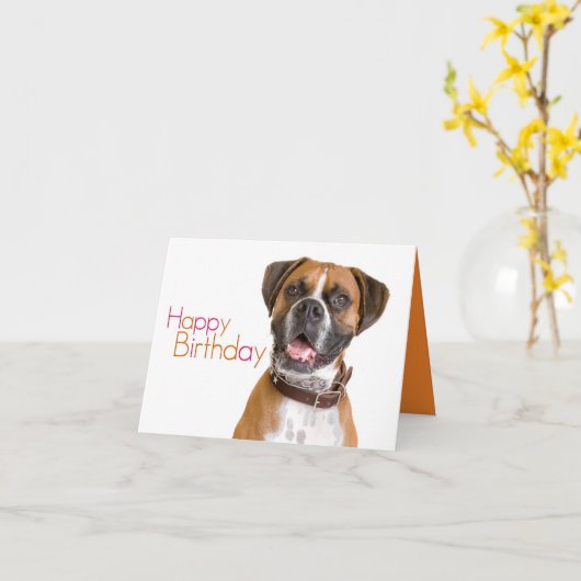 Fijne verjaardag Boxer Kaart (Gele Bloem)